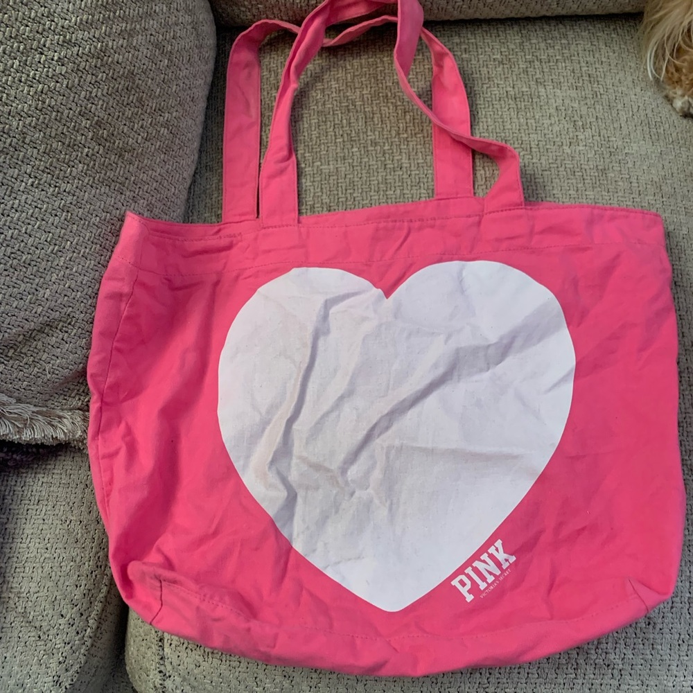 PINK heart tote bag back says have a heart